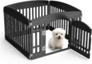 Dog Playpen 4-Panel 24" | Safe & Secure Indoor/Outdoor Pet Fence | Folding & Portable |35 x 35 x 24IN, Ideal for Small to Medium Dogs | Easy to Clean （Black）