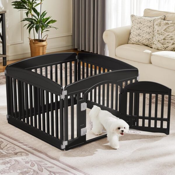 Dog Playpen 4-Panel 24" | Safe & Secure Indoor/Outdoor Pet Fence | Folding & Portable |35 x 35 x 24IN, Ideal for Small to Medium Dogs | Easy to Clean （Black） - Image 2